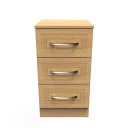 Oxford 3 Drawer Bedside Cabinet in Modern Oak (Ready Assembled) Brown Modern Oak