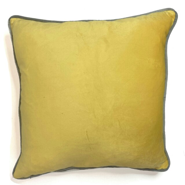 Piped Velvet Cushion Cover with Cusion Pads (43x43 cm) Yellow 43 x 43 cm 1