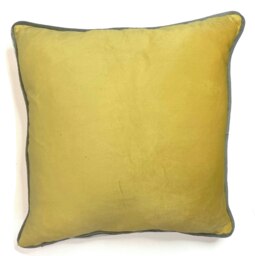 Piped Velvet Cushion Cover with Cusion Pads (43x43 cm) Yellow 43 x 43 cm 1