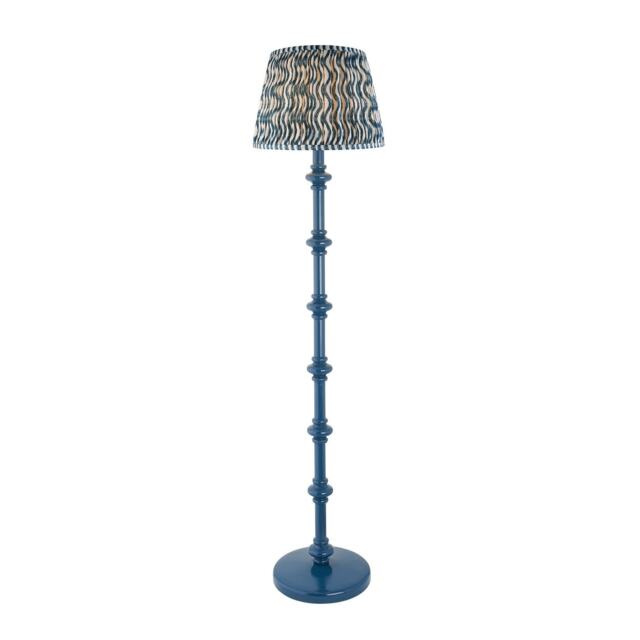 Carnaby Satin Marlin Blue Paint Floor Lamp with Marlin Blue Fabric Ripple Shade 35cm B22