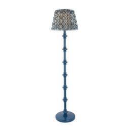 Carnaby Satin Marlin Blue Paint Floor Lamp with Marlin Blue Fabric Ripple Shade 35cm B22