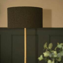 ValueLights Triston Painted Natural Floor Lamp with Large Drum Shade and LED Bulb
