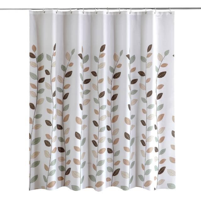 Leaves Design Waterproof Shower Curtain with 12 Hooks - 180x200cm