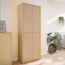 Alice Springs Tall Shoe Cabinet with 4 Doors Push-to-Open in Elegancia Oak
