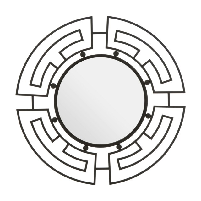 Interiors by Premier Black Round Wall Mirror, Geometric Metal Frame With Inky Black Finish, Traveller Fusion Statement Wall Décor Black