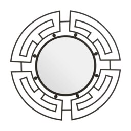 Interiors by Premier Black Round Wall Mirror, Geometric Metal Frame With Inky Black Finish, Traveller Fusion Statement Wall Décor Black