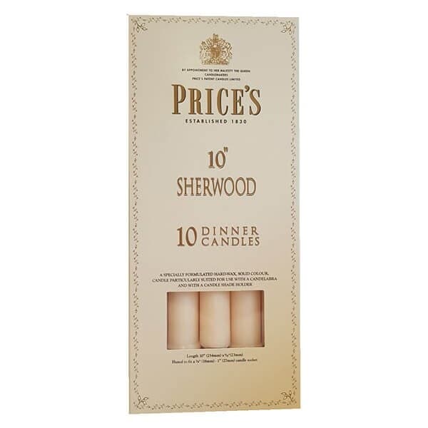 "Prices 10"" Sherwood Candle Ivory Pack Of 10"