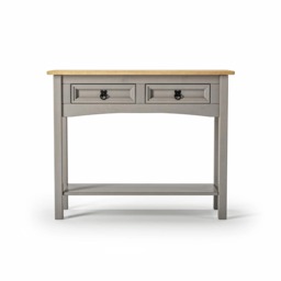 Corona Console Table Grey 2 Drawer Hall Mexican Solid Pine