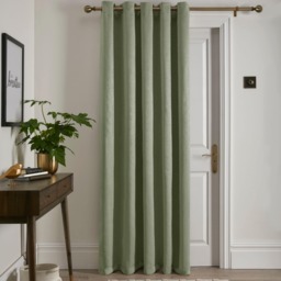 Fusion Strata Eyelet Single Panel Door Curtain Green
