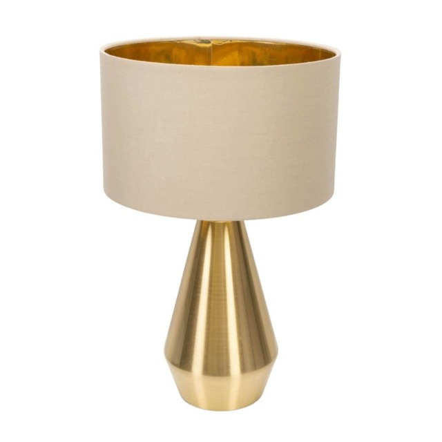 ValueLights Jax Antique Brass Touch Table Lamp Natural Gold Shade