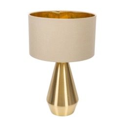ValueLights Jax Antique Brass Touch Table Lamp Natural Gold Shade