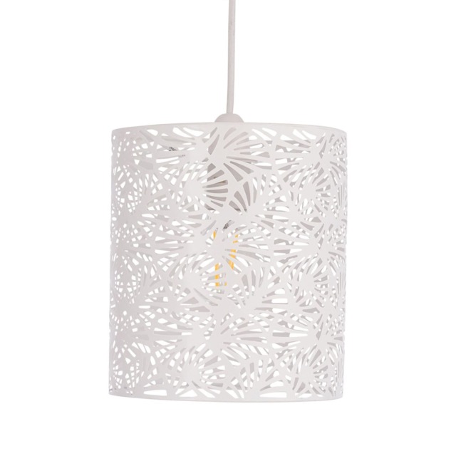 Maui - White Cut Out Metal Leaf Pendant Light Shade White Small 1