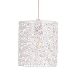 Maui - White Cut Out Metal Leaf Pendant Light Shade White Small 1