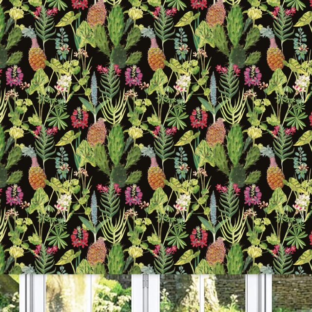 Lister Cartwright Tropical Plants Design Blackout Roller Blinds (Green, 60 cm Width x 160 cm Drop) Child Safety Included