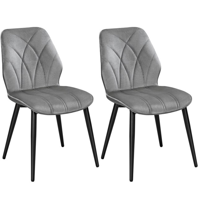 Yaheetech Set of 2 Faux Leather Dining Kitchen Chairs Grey Light Grey