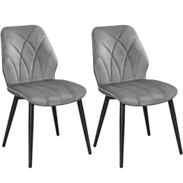 Yaheetech Set of 2 Faux Leather Dining Kitchen Chairs Grey Light Grey