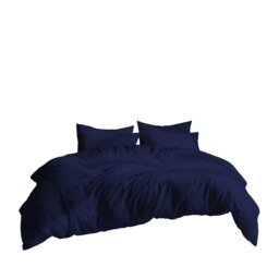 Plain Dyed Easy Care Polycotton Duvet Cover And Pillowcase/s Set Bed Linen Blue Blue Navy Blue King