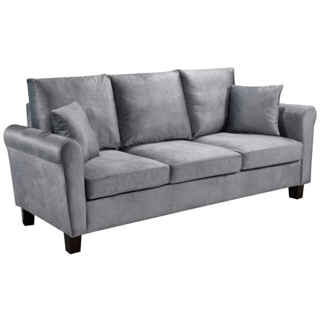 Plush Velvet Sofa Set With 2-Seater And 3-Seater Sofa In Grey