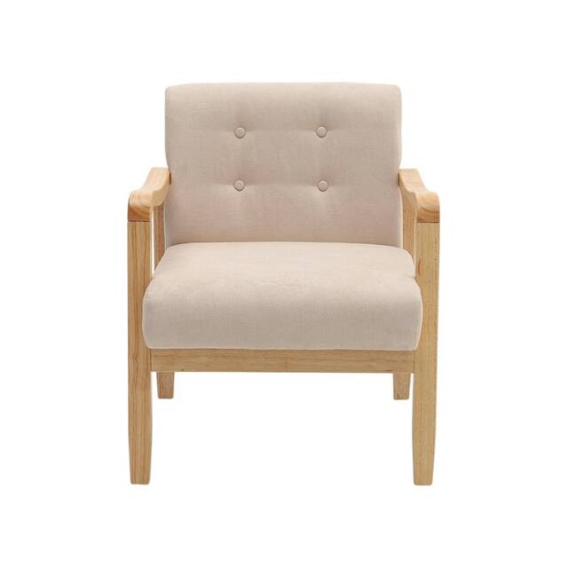Living and Home Wood Frame Upholstered Armchair - Beige