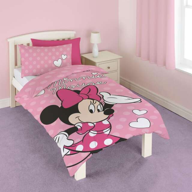 Disney Minnie Mouse Spots Duvet Cover Set Pink Pink Pink Single