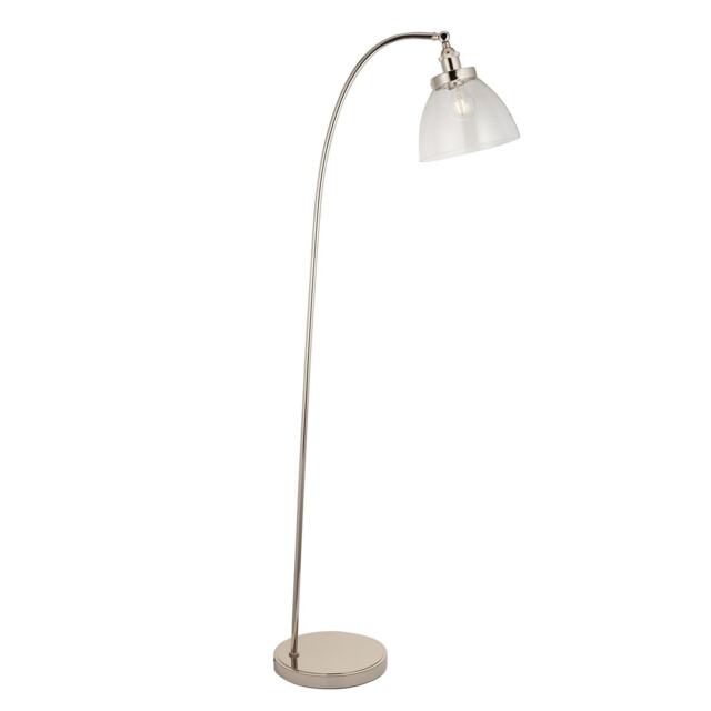 Hansen Task Floor Lamp Bright Nickel Plate, Clear Glass, 1x E27