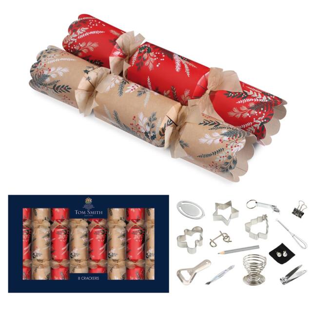"Pack of 8 14"" Christmas Kraft Deluxe Crackers"