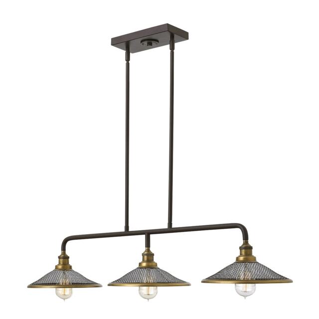 Rigby 3 Light Ceiling Island Chandelier Pendant Bar Light Bronze, E27