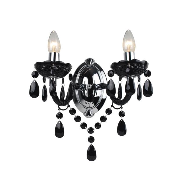 Black Acrylic and Chrome Marie Therese Style 2 x 40W Wall Light Black Chrome 1