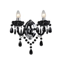 Black Acrylic and Chrome Marie Therese Style 2 x 40W Wall Light Black Chrome 1