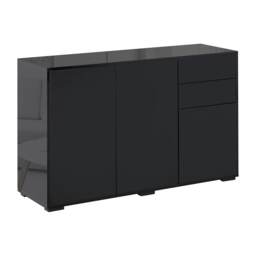 HOMCOM High Gloss Frame Side Cabinet with 2 Door and 2 Drawer, Black