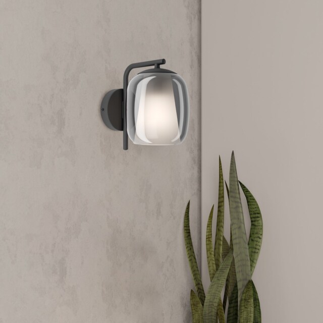 EGLO Ciampino Black Steel & Glass Modern Wall Light