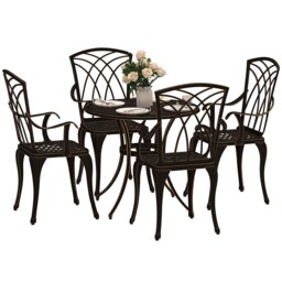 Outsunny 5 PCs Garden Dining Set, Garden Furniture Set, Bronze Tone Bronze 1