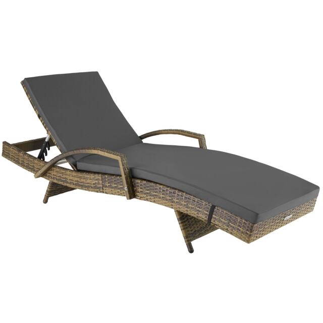 Oceane Aluminum Rattan Sun Lounger Cream nature 1