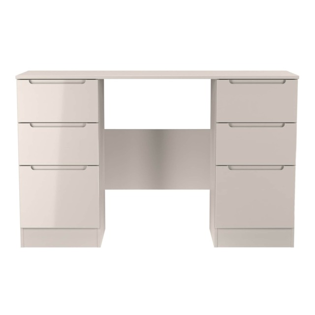 Lucca 6 Drawer Kneehole Desk in Kashmir Gloss & Kashmir (Ready Assembled) Cream Kashmir Gloss & Kashmir