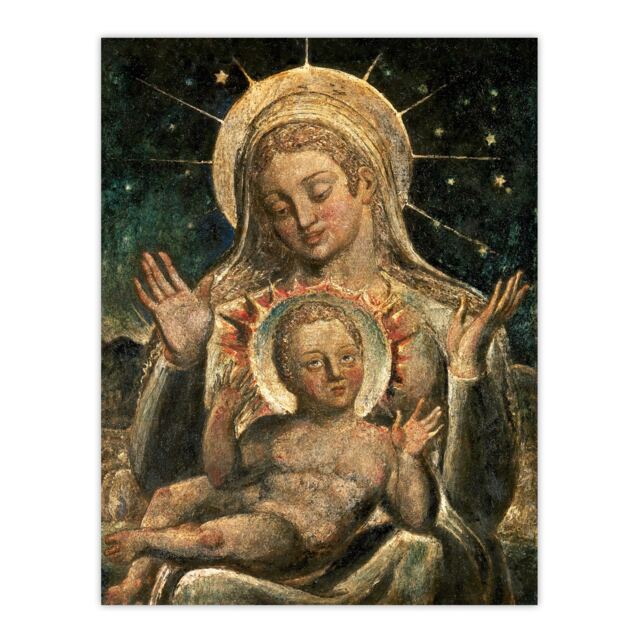 "Virgin Mary and Child Painting William Blake Wall Art Poster Print 12X16"""