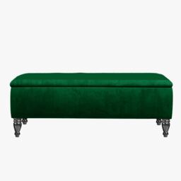 Lisbon Plain 137cm Ottoman Storage Bench - Plush Velvet Shoe Bench - Forest Green Upholstery Footstool with Storage