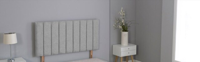 "Silver Linen 9 Panel Headboard Silver 2FT6 Small Single 20""inch Headboard"