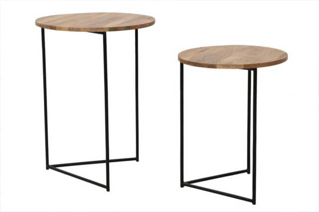 Ravi Large Stool - Mango Wood/Iron - L43 x W43 x H58 cm - Light Finish
