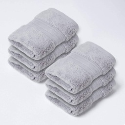 Homescapes Zero Twist Supima Cotton Face Cloth - Set of 6, Grey