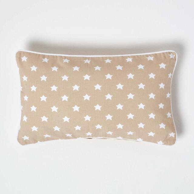 Homescapes Cotton Beige Stars Rectangular Cushion Cover - 30 x 50 cm Cream Beige 30 x 50 cm