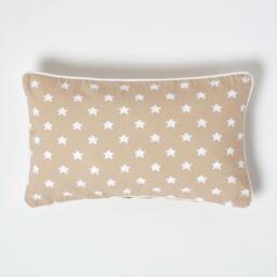 Homescapes Cotton Beige Stars Rectangular Cushion Cover - 30 x 50 cm Cream Beige 30 x 50 cm