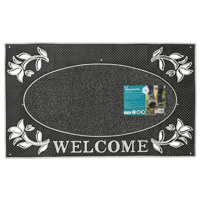 JVL Metallic Welcome Scraper Doormat 45x75cm, Silver