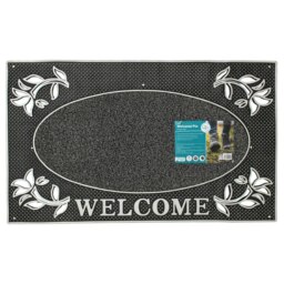 JVL Metallic Welcome Scraper Doormat 45x75cm, Silver