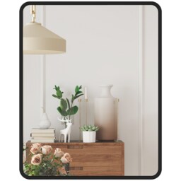 HOMCOM Rectangular Mirror with Metal Frame, Decorative Wall Mirror, Black Black Black 50L x 40W x 3D cm