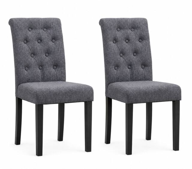 MCC Direct Set of 2 Fabric Linen Button Back Kitchen Dining Chairs