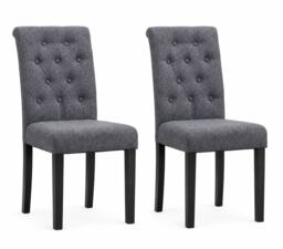 MCC Direct Set of 2 Fabric Linen Button Back Kitchen Dining Chairs