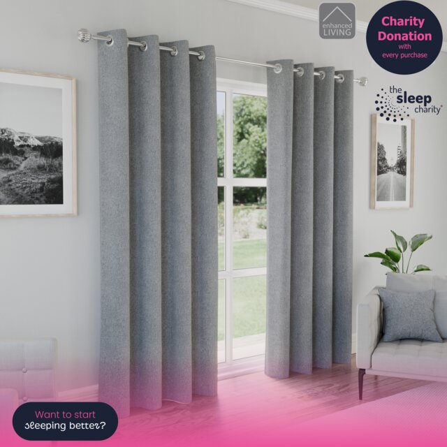 Enhanced Living Austin Blackout, Thermal Grey Curtains with Eyelet Header (PAIR) - 66x72 inch (168x183cm) Grey Grey 2