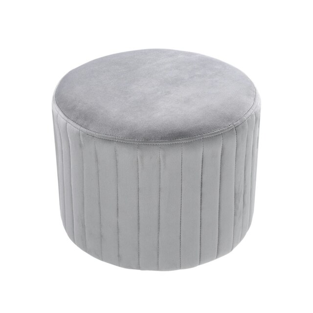 Living and Home Round Velvet Dressing Table Ottoman - Grey