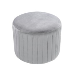 Living and Home Round Velvet Dressing Table Ottoman - Grey