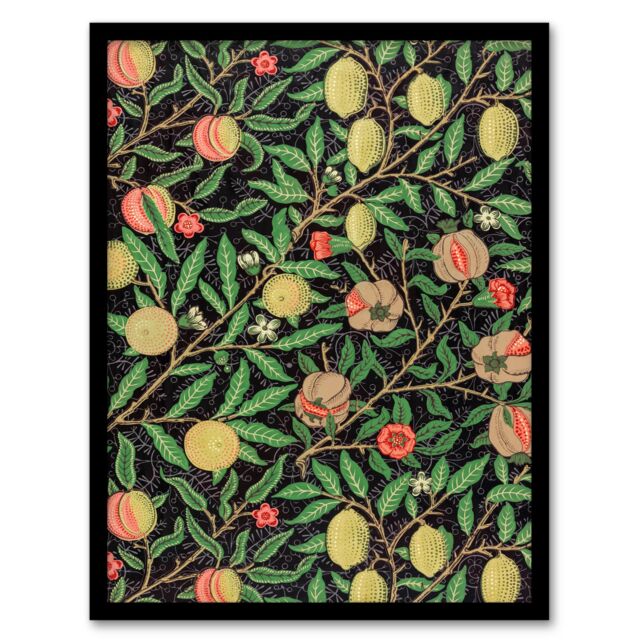 William Morris Framed Wall Art Print Pomegranate and Citrus Pattern Home Décor